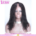 En gros long bouclés perruque top grade indienne cheveux humains u partie perruque frisée perruques kinky pour les femmes noires